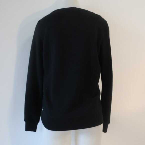 Womens Ralph Lauren Black Label Mixed Media Black Wool Leather Knit Sweater M - Picture 5 of 10